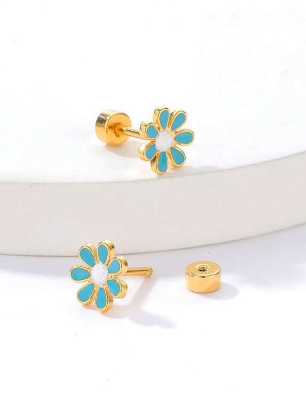 Flat Back Flower Stud Earrings